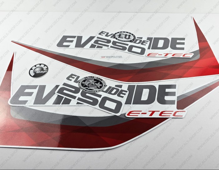Evinrude 250HP E-tec 2011-2014 White Cowl Outboard Decal Kit